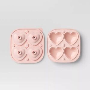 Threshold Heart Ice Cube Mold Silicone 4 Cavity BPA Free Freezer Safe Pink